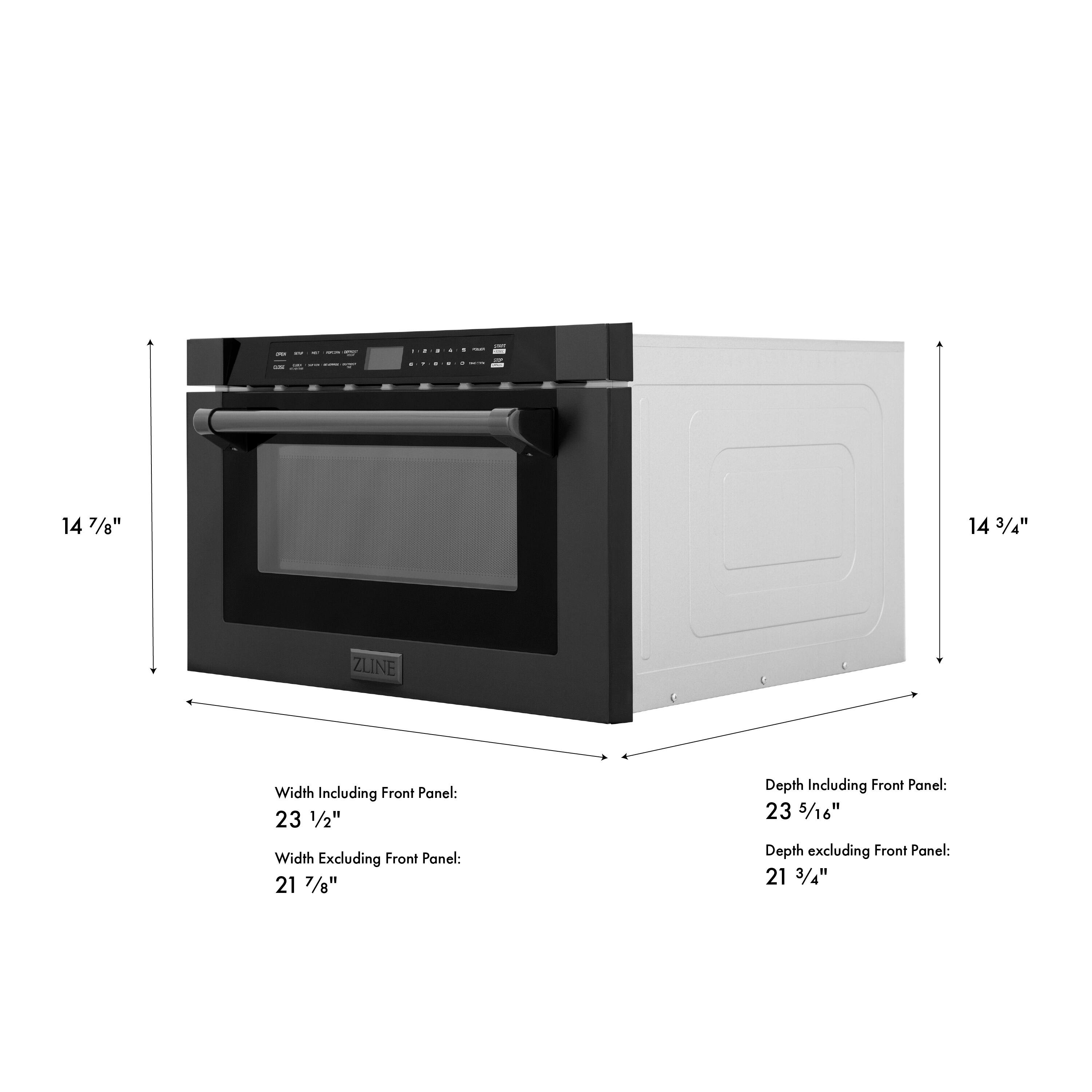 - 14 7/8"  
- 14 3/4"  
- Width Including Front Panel: 23 1/2"  
- Width Excluding Front Panel: 21 7/8"  
- Depth Including Front Panel: 23 5/16"  
- Depth Excluding Front Panel: 21 3/4"