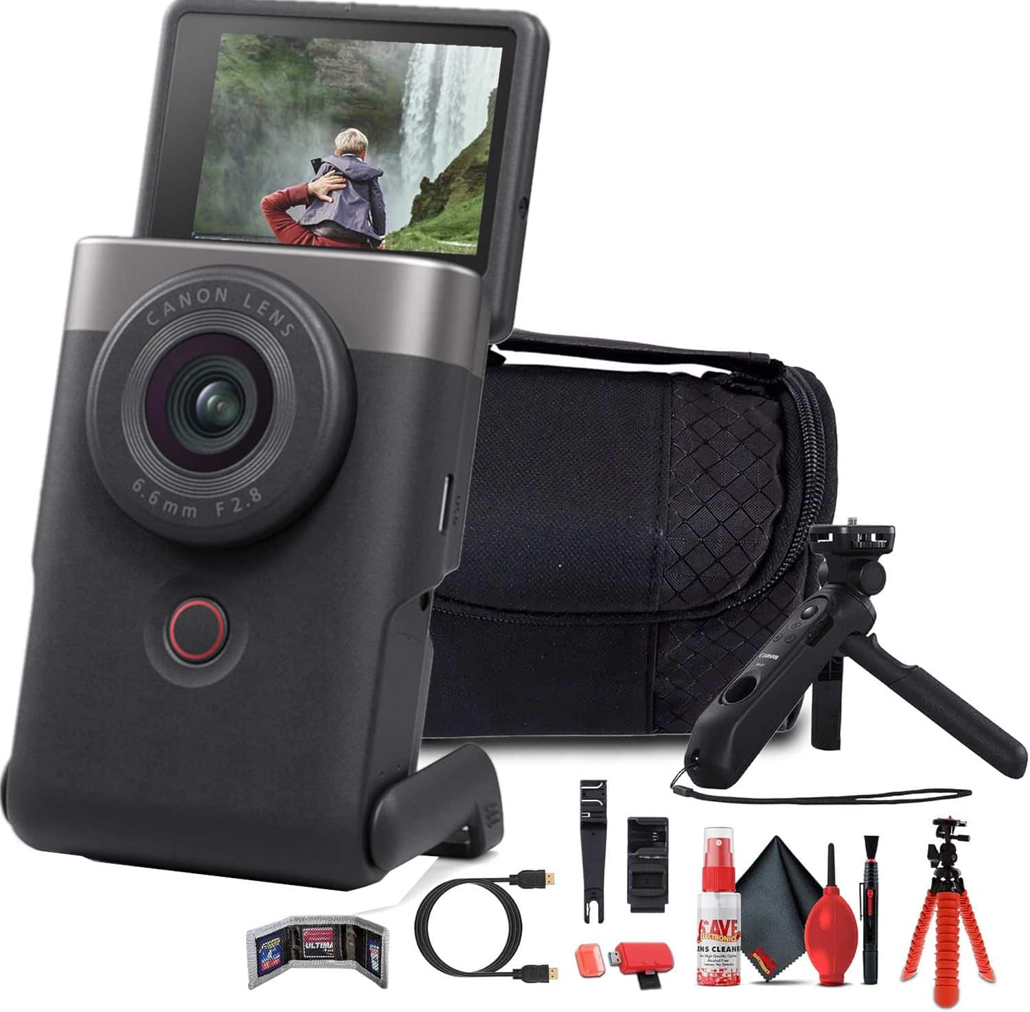 Canon - PowerShot V10 Content Creator Compact Vlogging Camera (Silver) + More