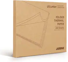 8.5x11 inch US Letter 216x279 mm FOLDED THERMAL PAPER 200 Sheets BPA free quick-dry writing type JADENS