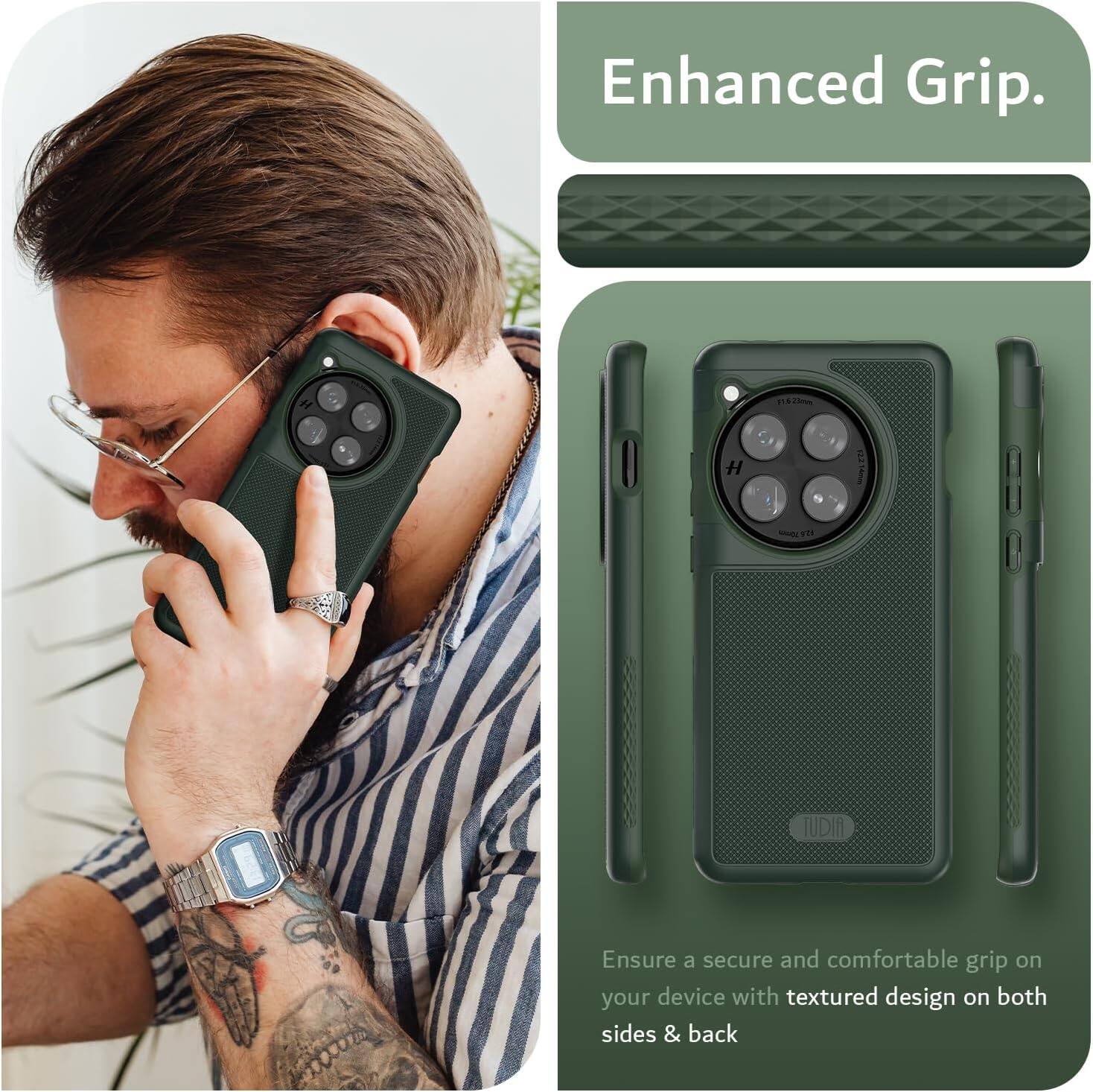 Enhanced Grip.

Ensure a secure and comfortable grip on your device with textured design on both sides & back