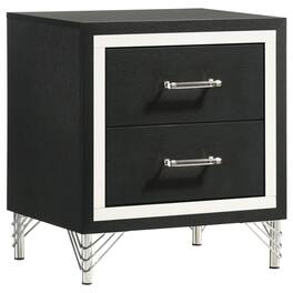 Manhattan Lane - Jenny Nightstand, 24 Inch 2 Drawers and Chrome Accents - Gray