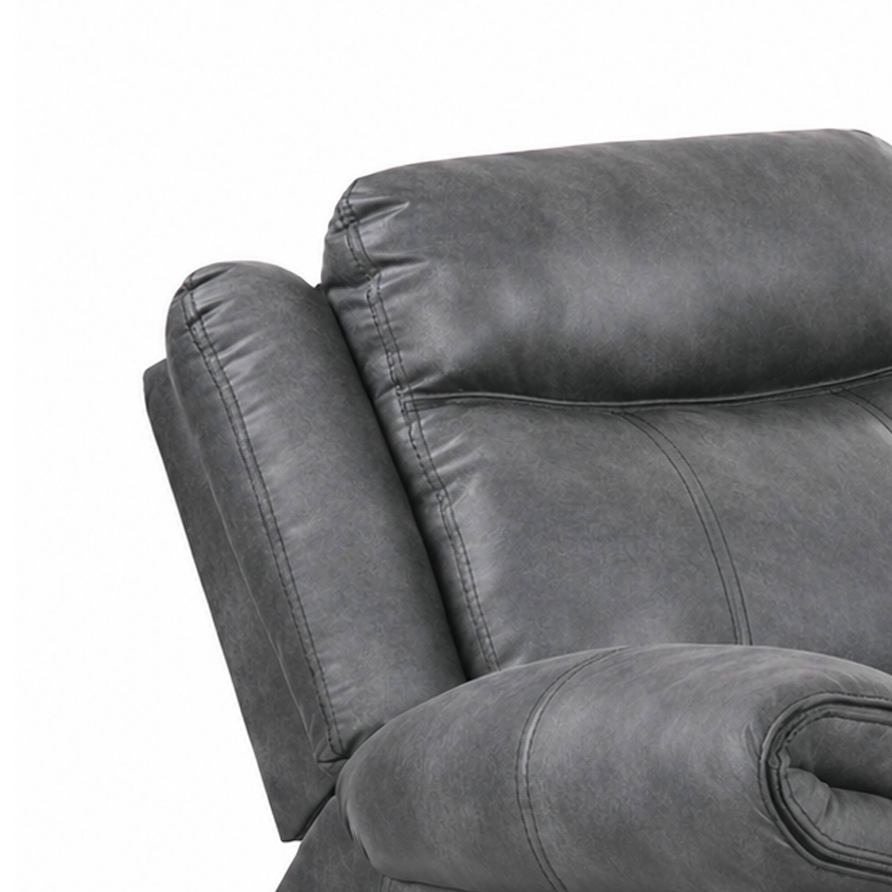 Back. Manhattan Lane - Arisa Manual Glider Recliner Chair w Wood Frame,  Faux Leather - Dark Gray.