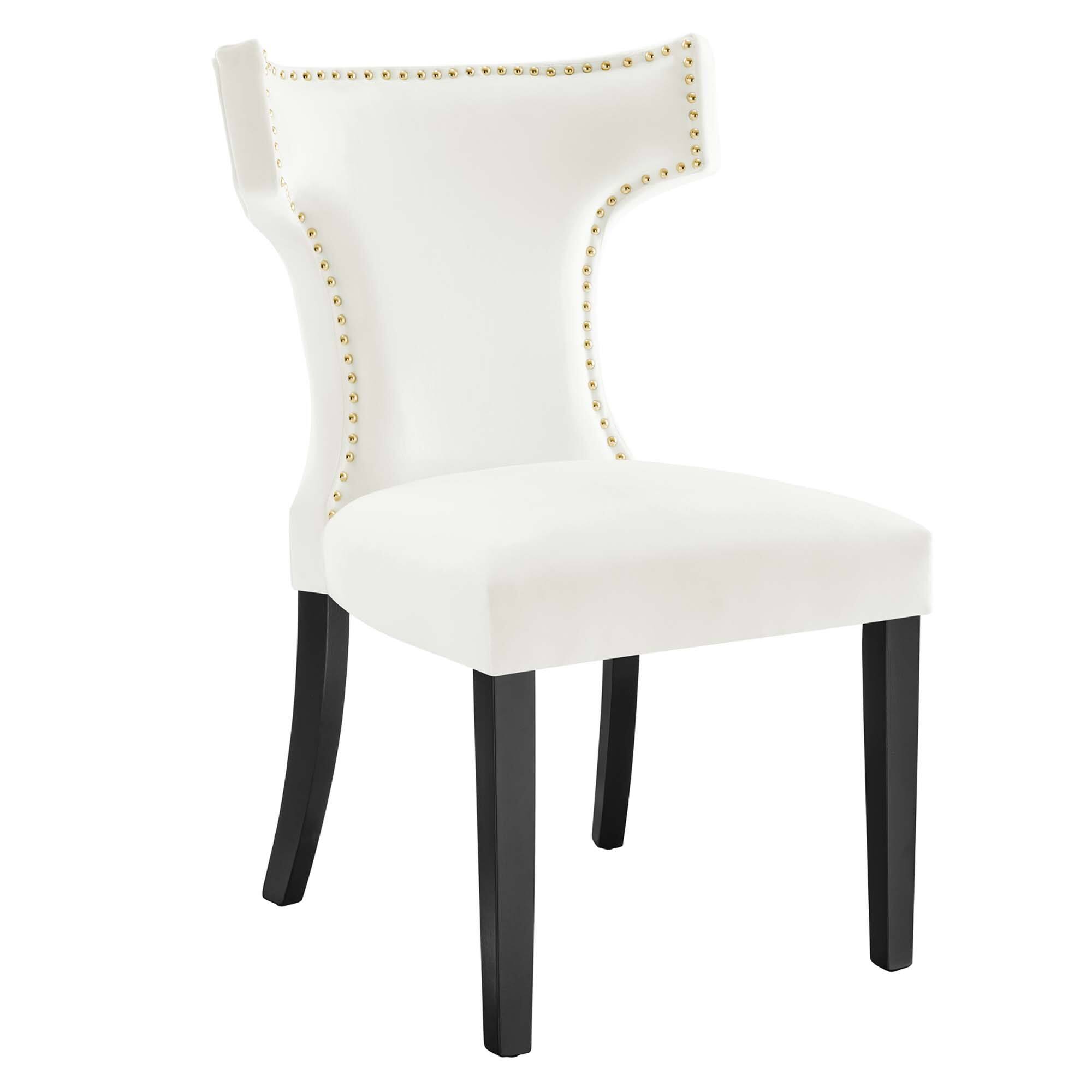 Alt View 1. Modway - Curve Performance Velvet Dining Chairs Set of 2 by Modway - White.