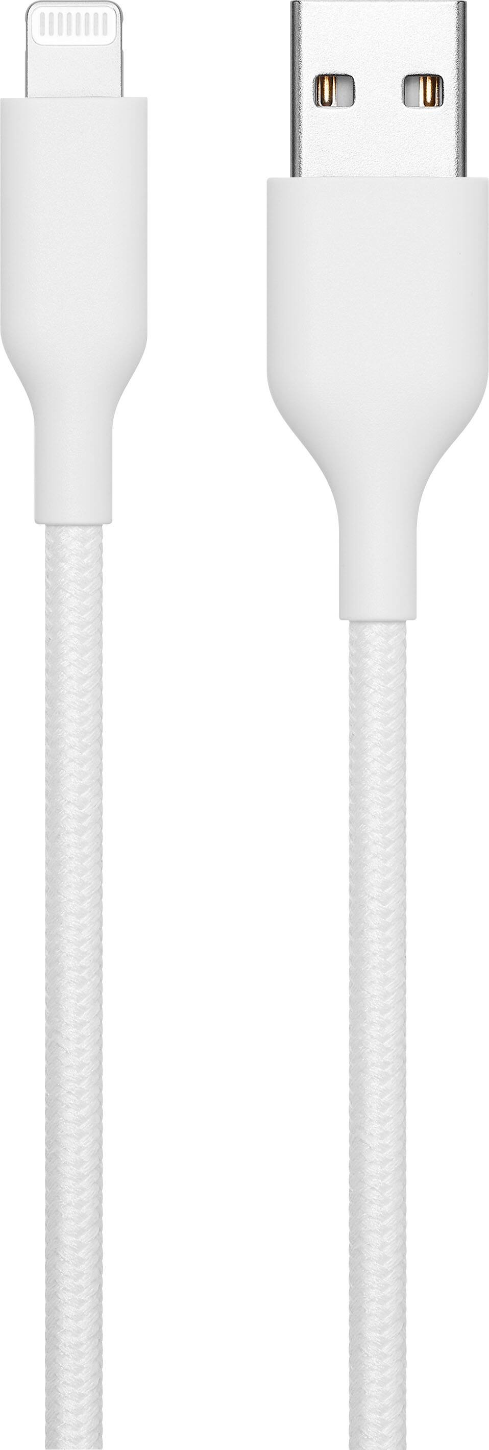 Alt View 5. Best Buy essentials™ - 4’ Lightning to USB Braided Charge-and-Sync Cable - White.