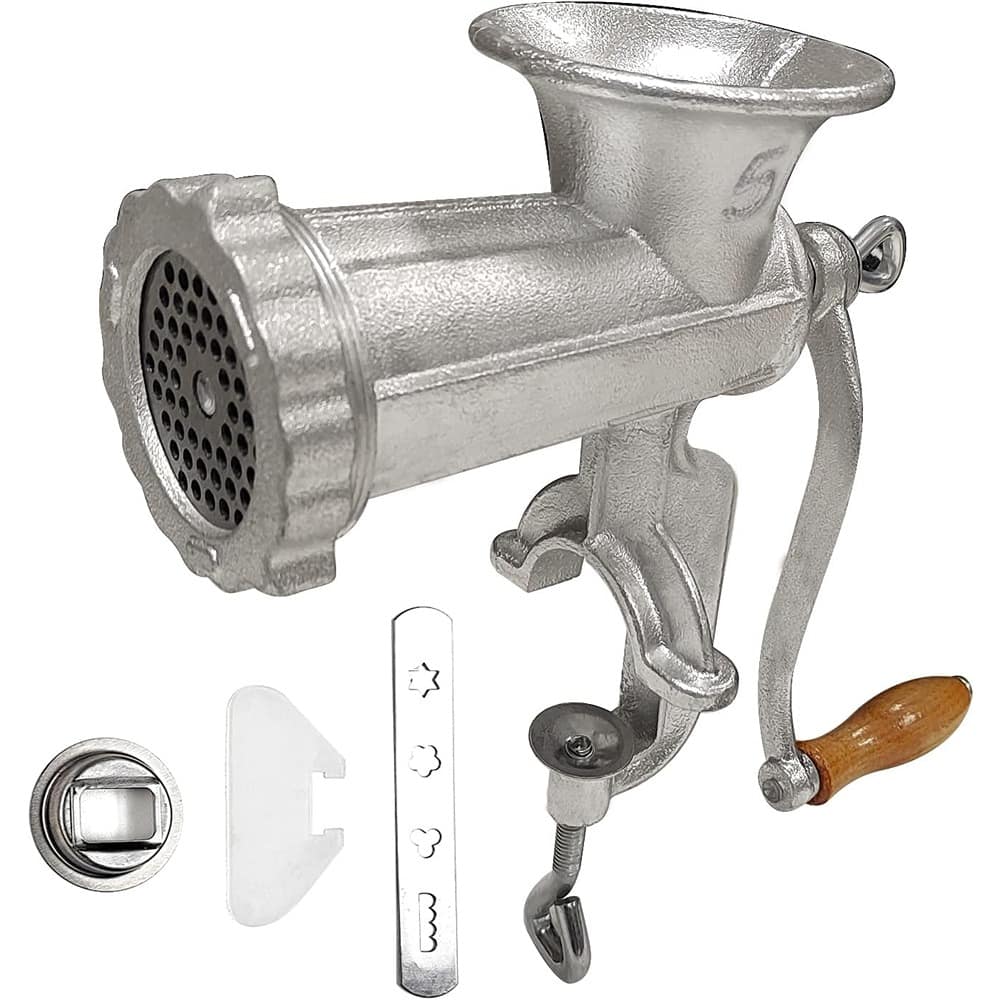 MOSZAR LLC - Cast Iron Meat Grinder – Tabletop Clamp with Hardened Steel Cutter - Silver