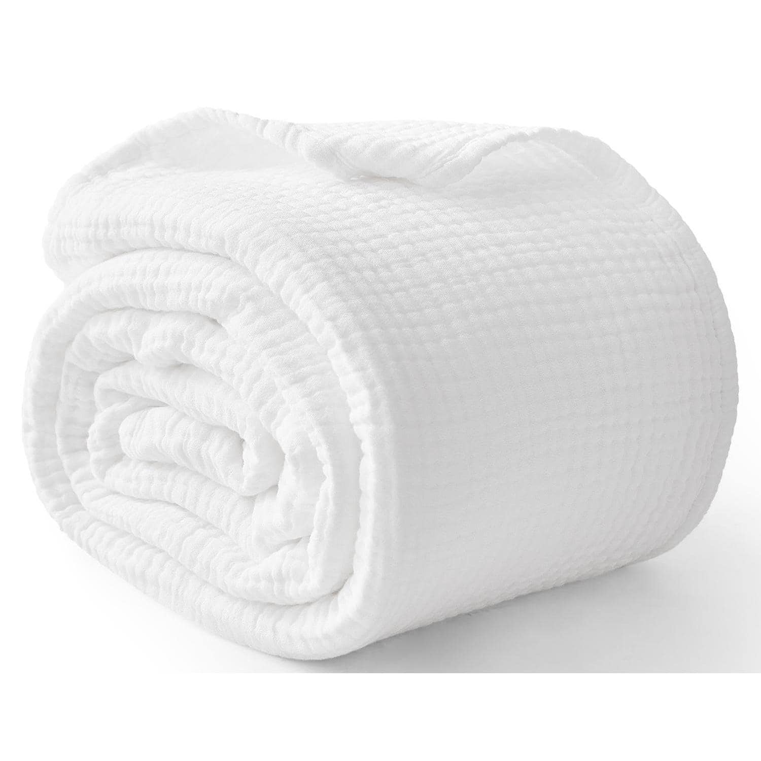 Paradigms Interiors - Cotton King Size Blankets For Bed 108 X 90 6 Layers And Soft Muslin Throw Blanket Lightweight Quilt Bedspre - 05 - White-Queen(90" x 90")