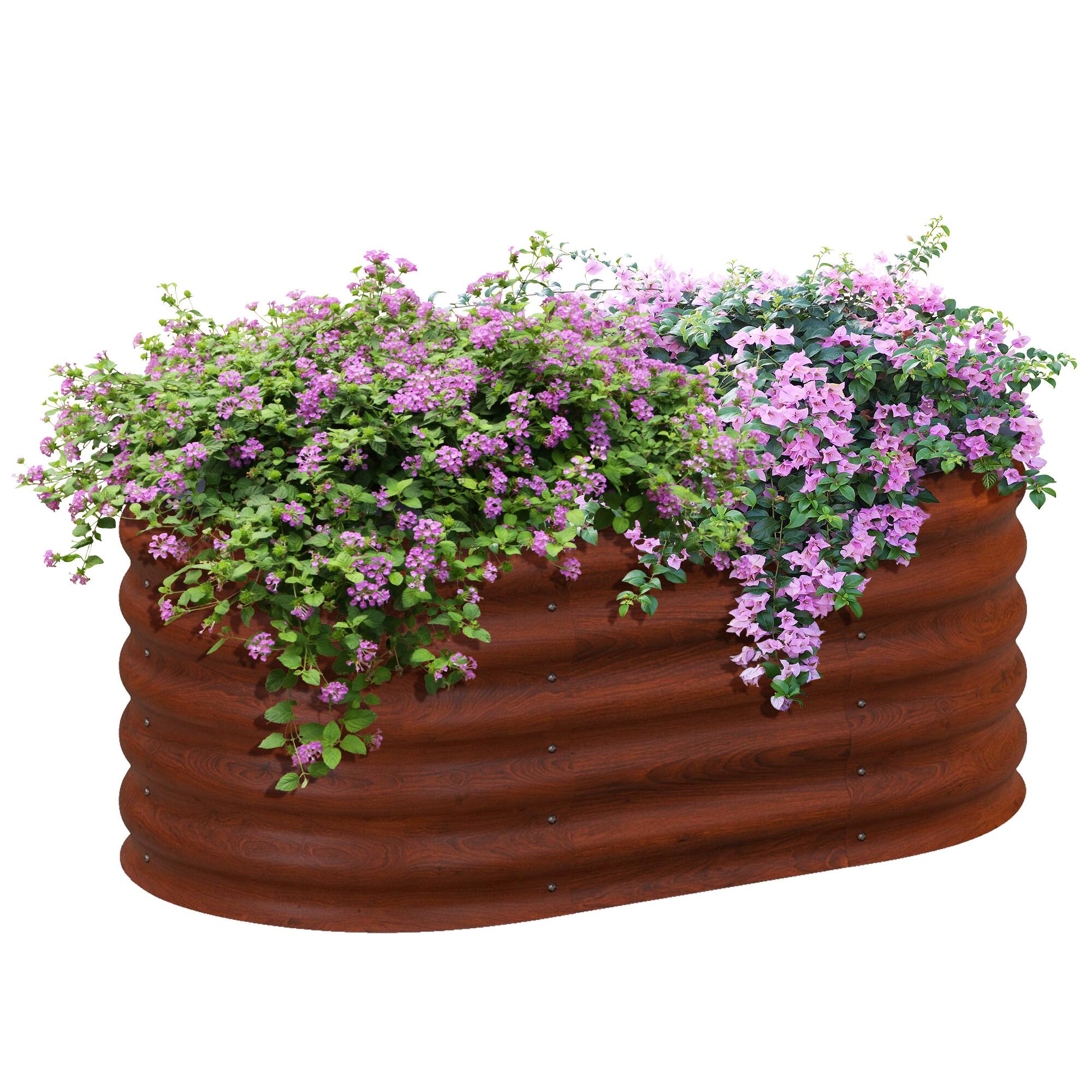 Outsunny - 3.5' x 2' x 1.4' Galvanized Raised Garden Bed Kit, Outdoor Metal Elevated Planter Box with Safety Edging - Brown price history on PriceWatchPro