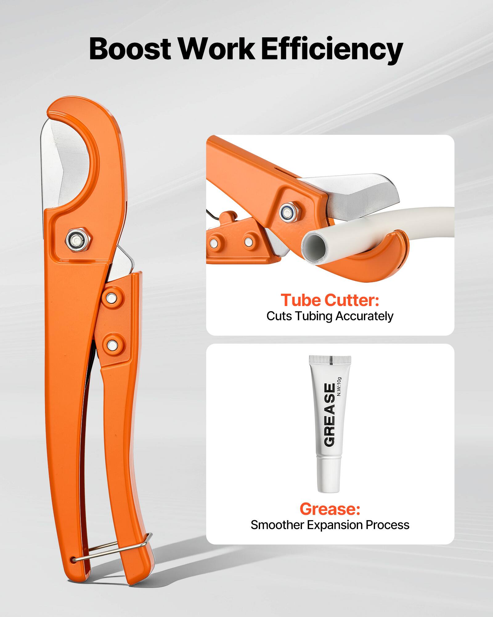Boost Work Efficiency

Tube Cutter: Cuts Tubing Accurately

Grease: Smoother Expansion Process