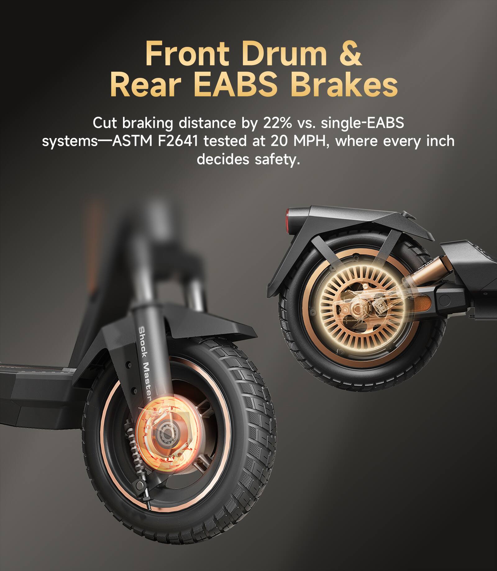 Front Drum & Rear EABS Brakes

Cut braking distance by 22% vs. single-EABS systems—ASTM F2641 tested at 20 MPH, where every inch decides safety.