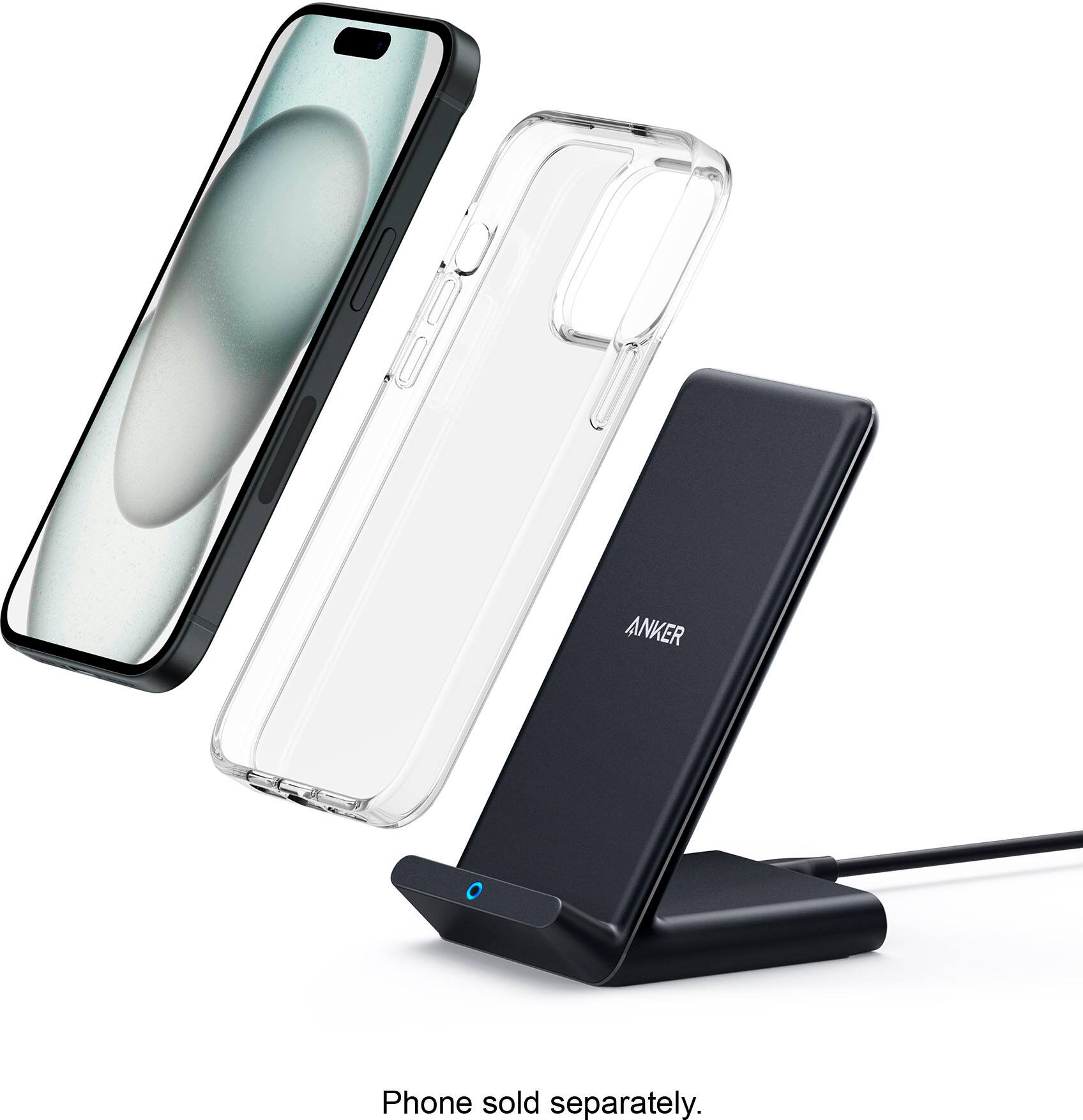 Alt View 3. Anker - PowerWave 10W Charging Stand with Adapter for Qi Devices - Black.