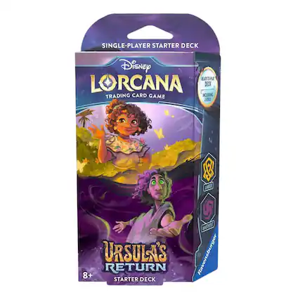 SINGLE-PLAYER STARTER DECK
Disney LORCANA TRADING CARD GAME
READY-TO-PLAY DECK INCLUDING 2 FOILS
URSULA'S RETURN 8+ STARTER DECK
AMBER AMETHYST
Ravensburger