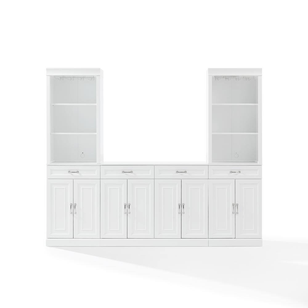 Alt View 8. Crosley Furniture - Stanton 3-Piece Sideboard And Bar Cabinet Set - Sideboard & 2 Bar Cabinets - White.