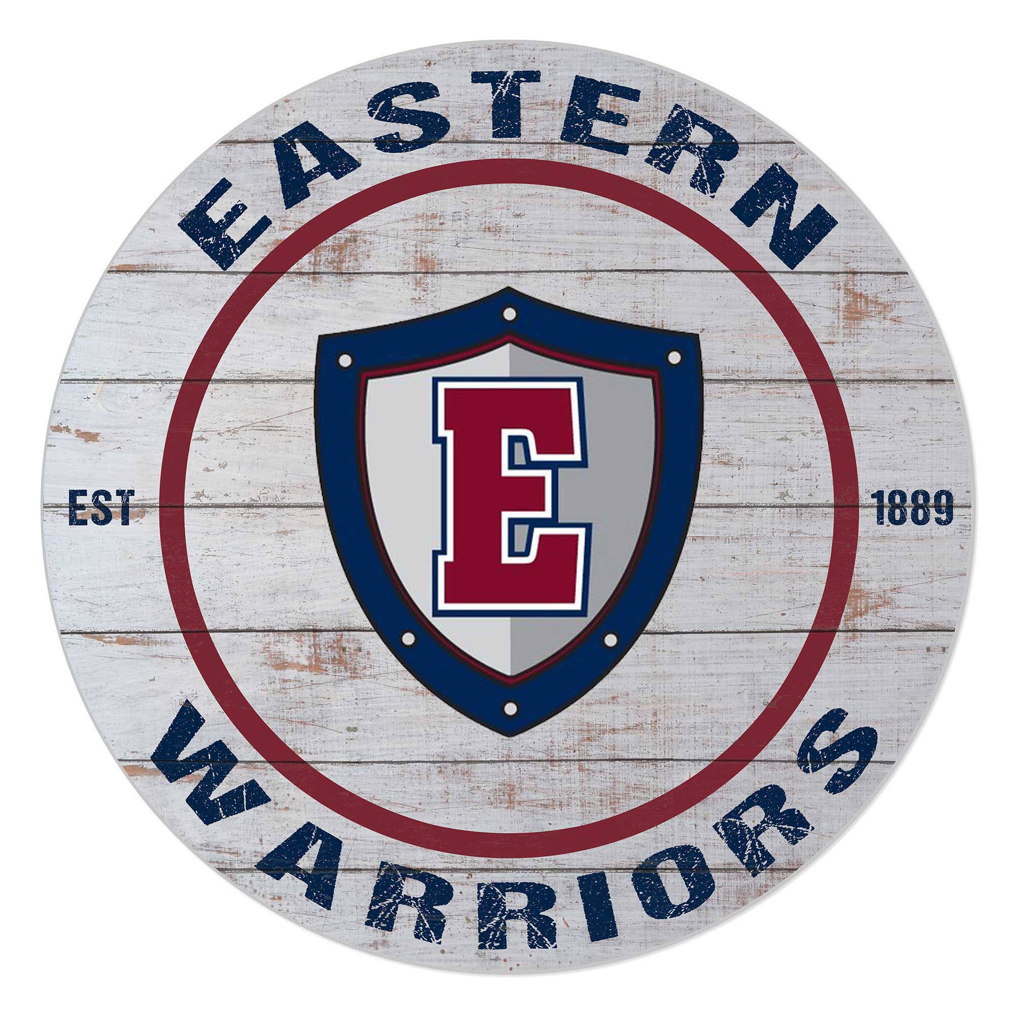 Eastern Connecticut State Warriors 20" Indoor/Outdoor Weathered Circle Sign