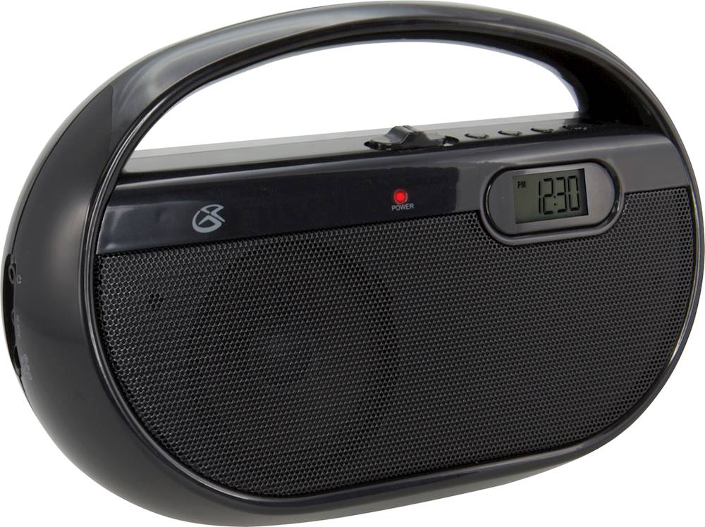 Black GPX R602B Portable AM/FM Radio with Digital Clock and Line Input Inc 