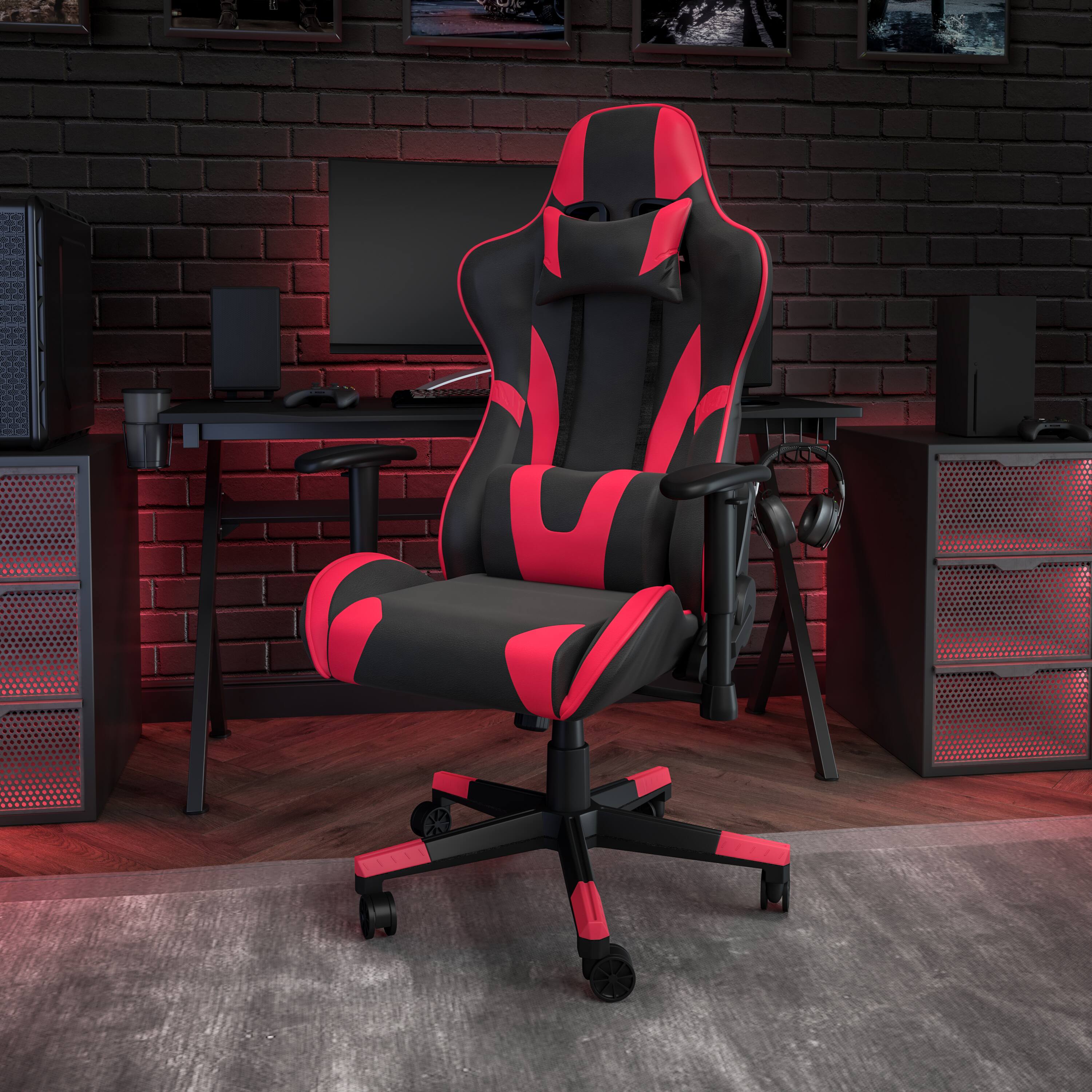 Alt View 1. Emma + Oliver - Z200 Gaming Chair Racing Office Ergonomic Computer PC Chair with Reclining Back - Red.