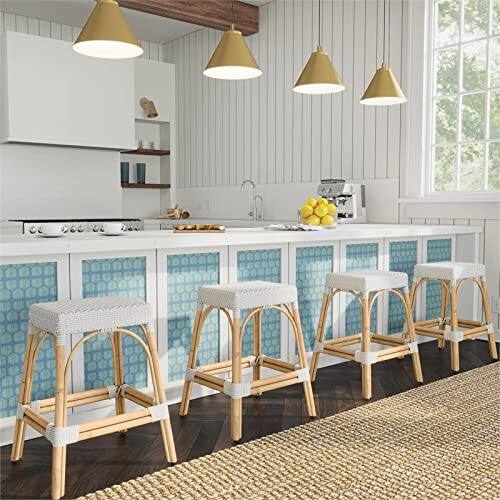 Alt View 4. Butler Specialty - Robias Rectangular Rattan 24.5" Counter Stool - Glossy White.
