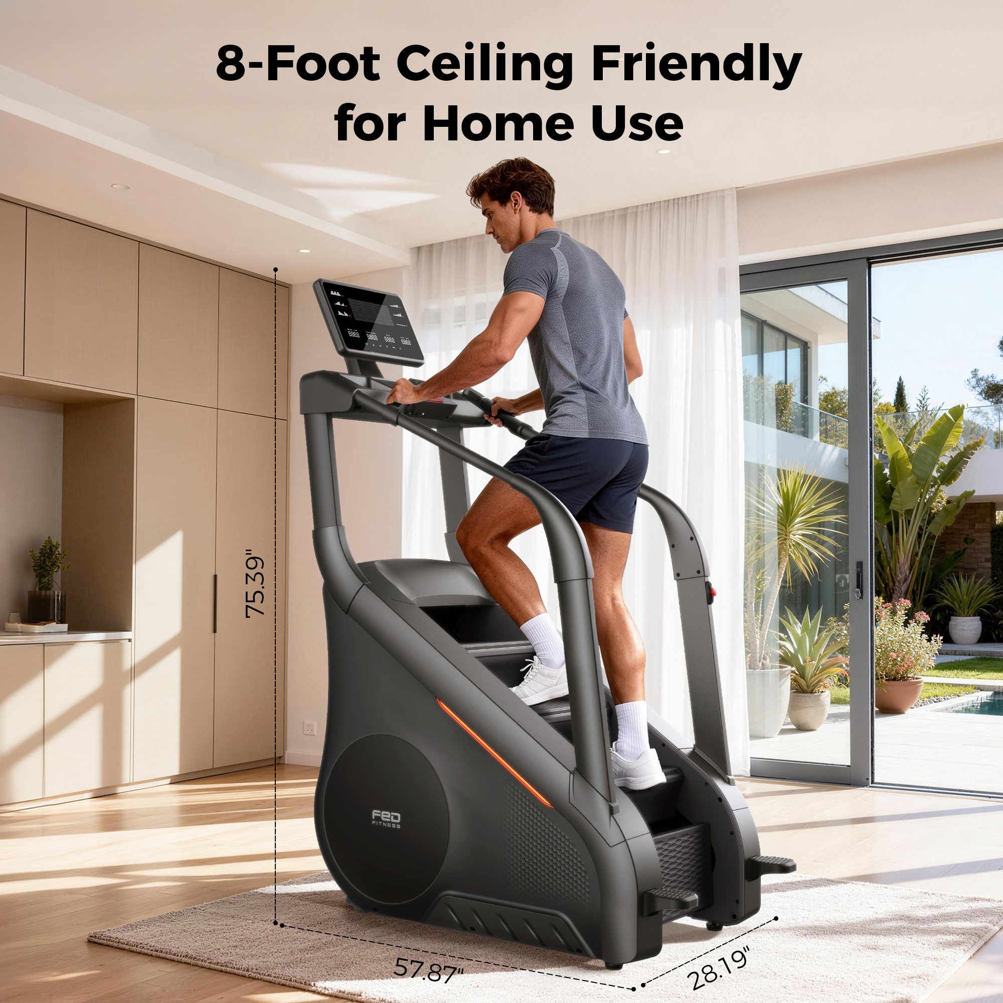 8-Foot Ceiling Friendly for Home Use

75.39"  
57.87"  
28.19"