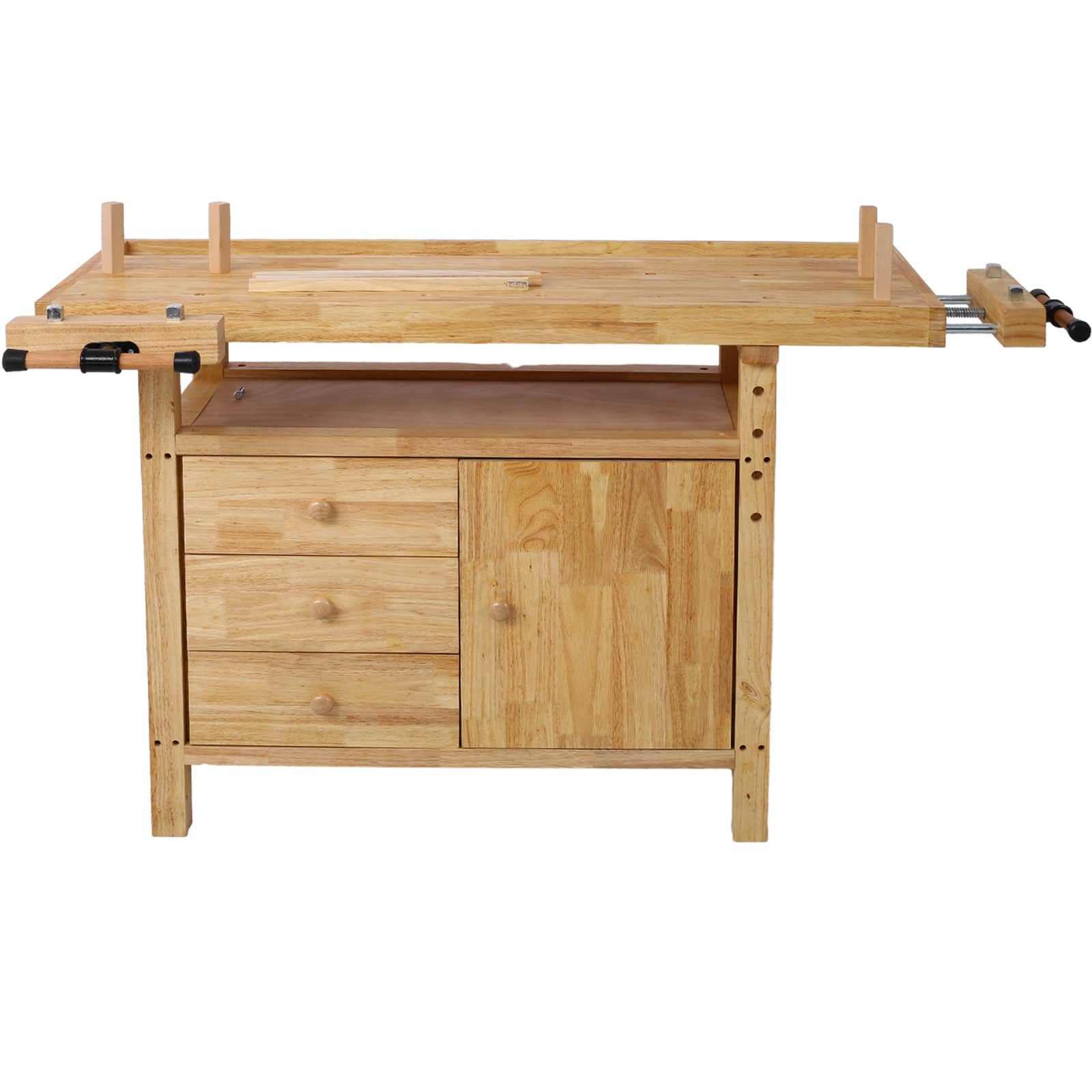 Wrightmaster - 55" × 24.5" Wood Workbench with Four Drawers, Adjustable Handles, Rubber Wood, Durable & High-Quality