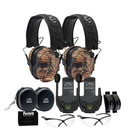 Walker’s - Walkers Razor Walkie Talkie Bundle with Ear Muff (American Flag) and Accessories - Black