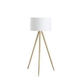 APRILSOUL - 64in - 47inH Adjustable Height Brass/Shiny Gold Modern Tripod Floor Lamp for Living Room Standing Lamp for Bedroom - Gold+White