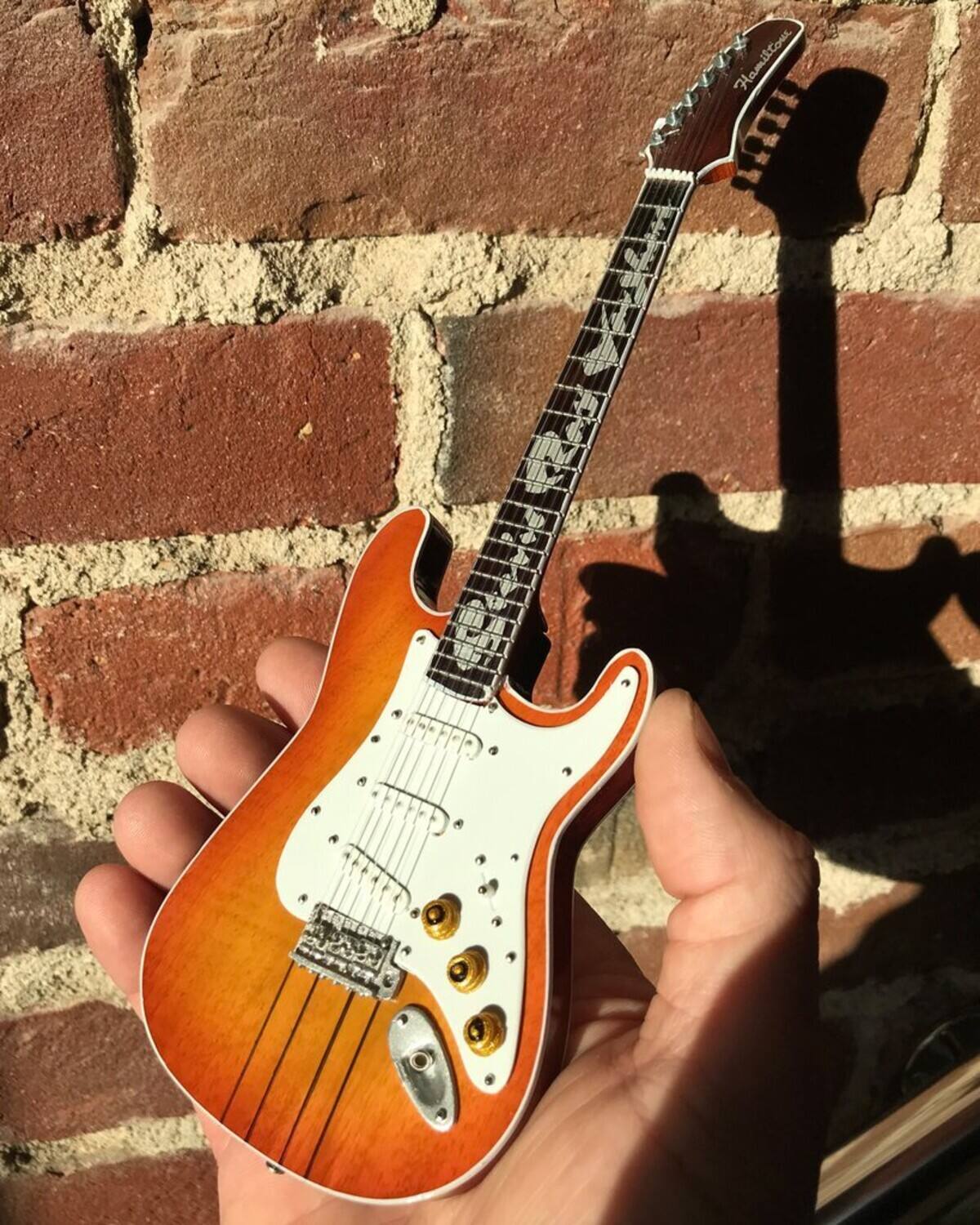 Alt View 2. Axe Heaven - Axe Heaven -Stevie Ray Vaughan - Stevie Ray Vaughan Signature Hamiltone Mini Guitar Replica - Collectibles - Multicolor.