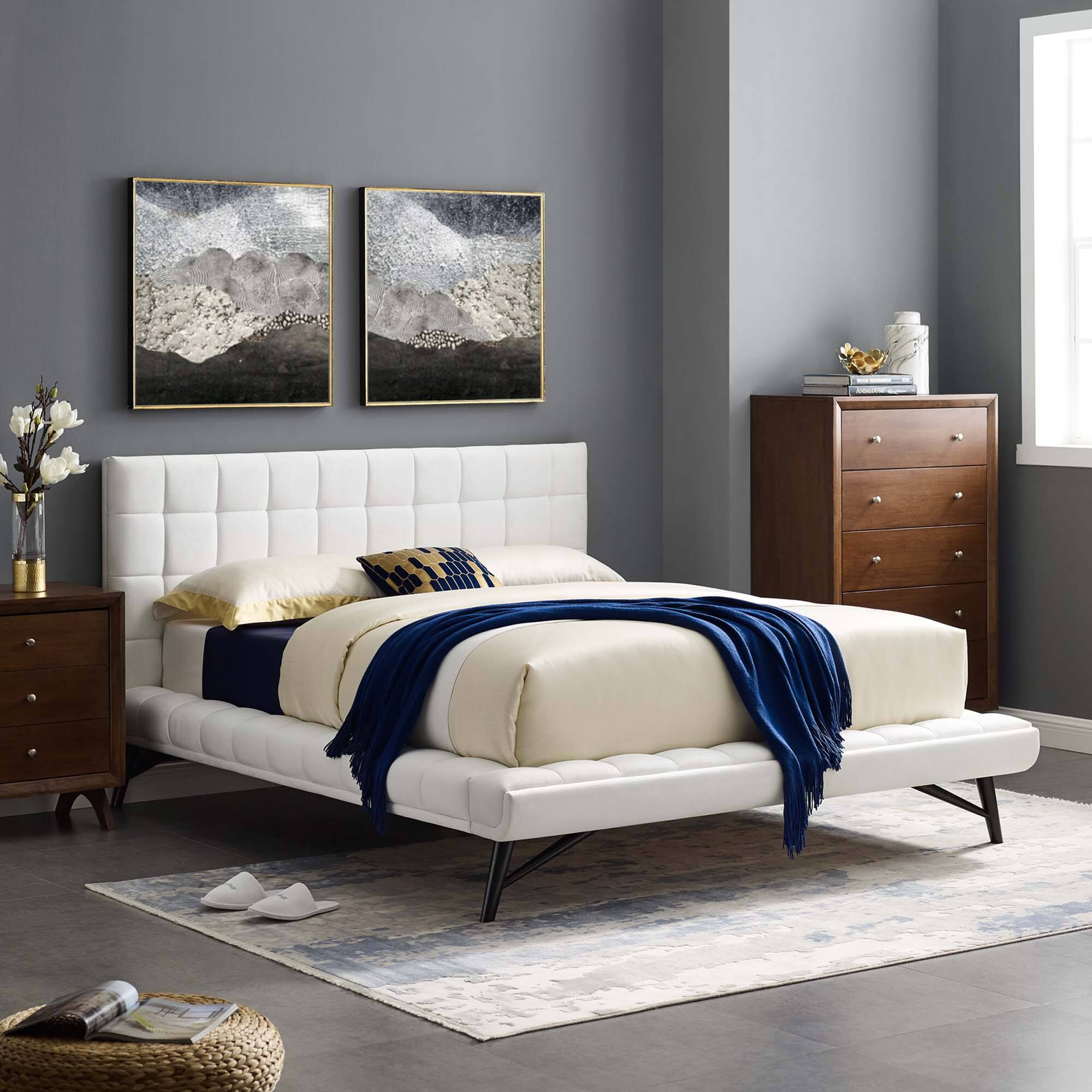 Alt View 2. Modway - Sutton Performance Velvet Queen Bed Frame - Red.
