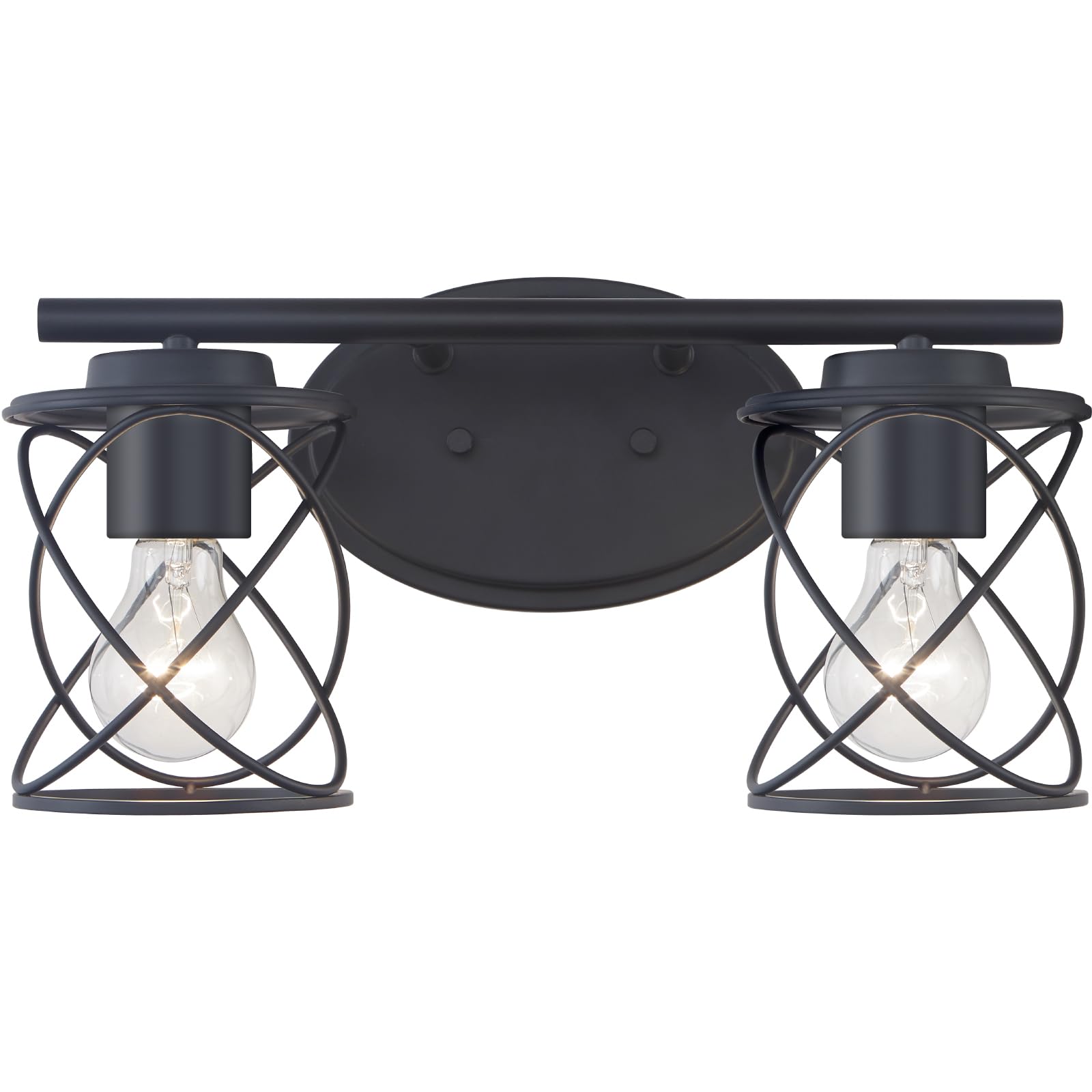 Dazzling Pops - s Bathroom Vanity Lights Light Fixtures Over Mirror Brushed Nickel Farmhouse Wall With Clear Glass Shade La - Matte Black Cage Shade 2-Lights