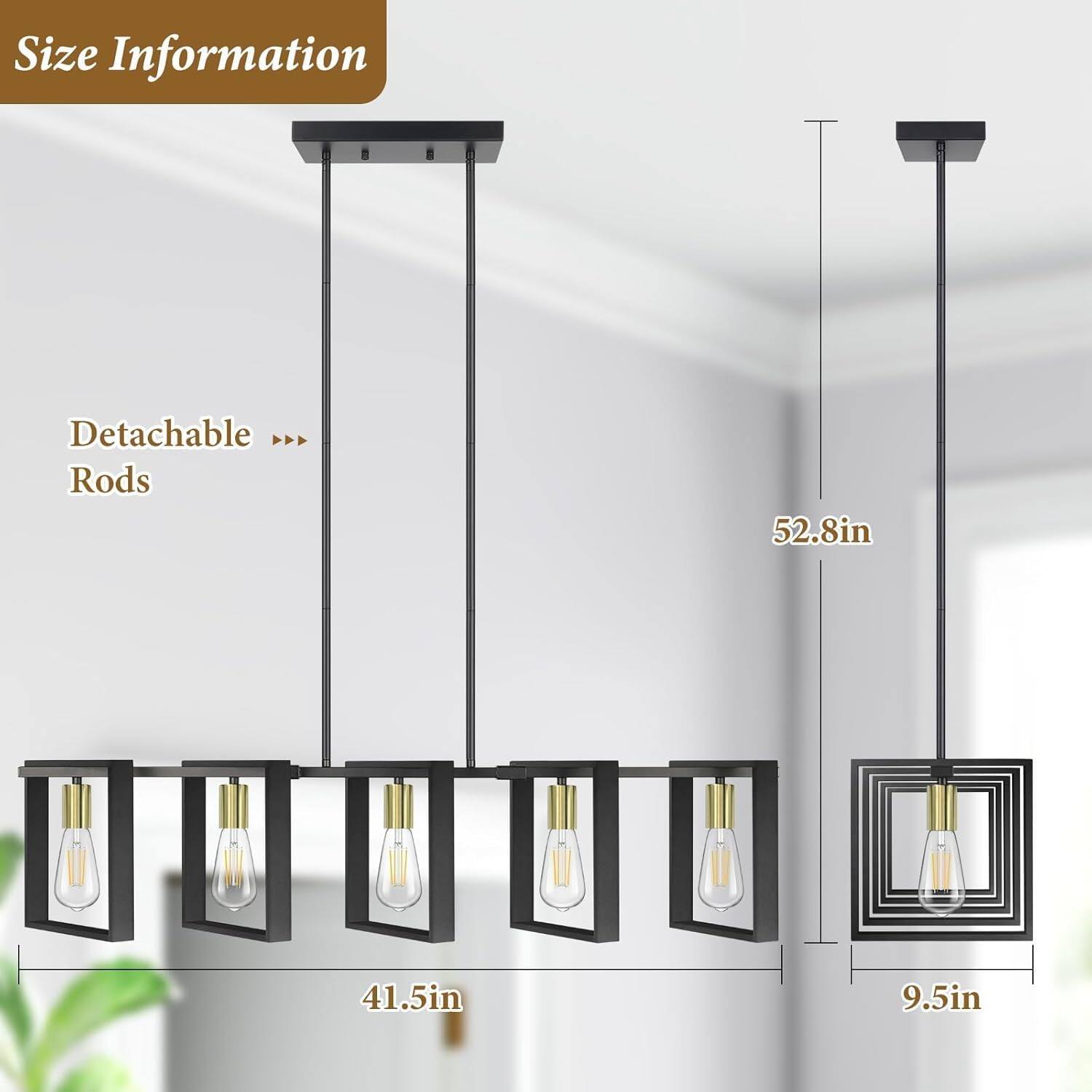 Size Information  
Detachable Rods  
52.8in  
41.5in  
9.5in