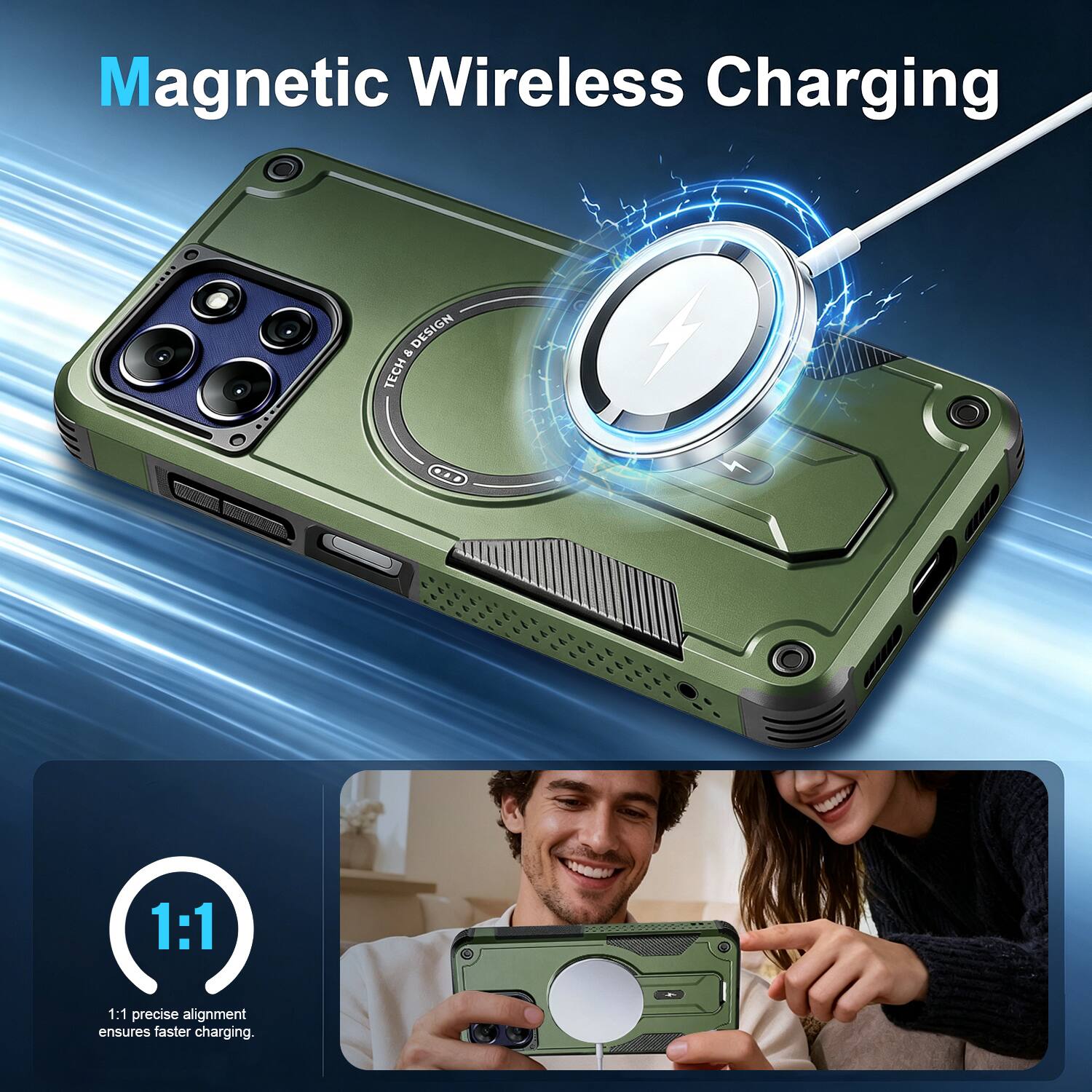 Magnetic Wireless Charging

1:1 precise alignment ensures faster charging.