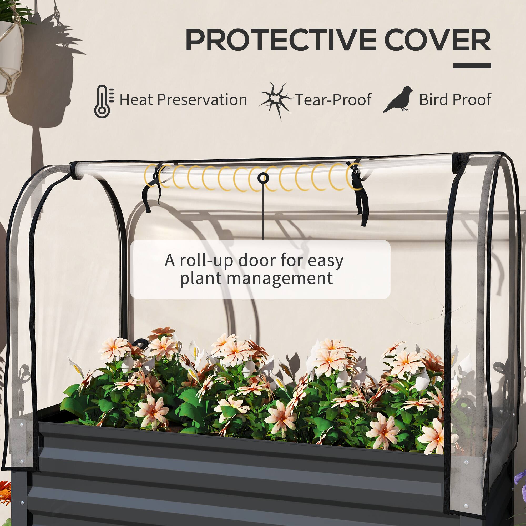 PROTECTIVE COVER

- Heat Preservation
- Tear-Proof
- Bird Proof

A roll-up door for easy plant management