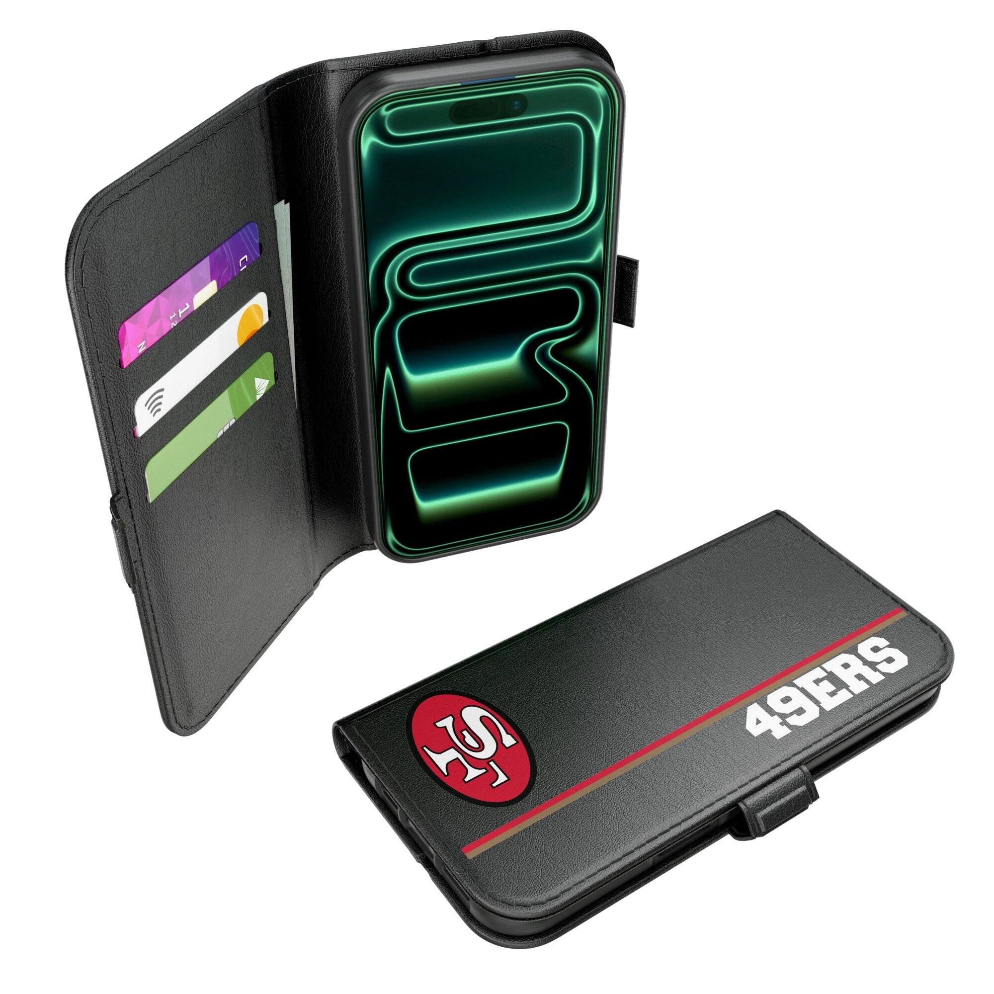 Front. Keyscaper - San Francisco 49ers iPhone Folio 2.0 Case - 17 Pro - Black.