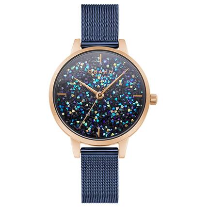 Front. Obaku - Obaku Women's Orion Blue Dial Watch - V250LXVLML - Blue.