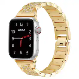 Waloo - Rhinestone Pattern Band For Apple Watch - Yellow Gold