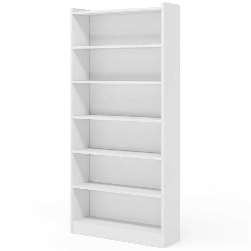 Left. Kadyn - Kadyn Bookshelf Bookcase,Wood Bookcase, 72" Tall Bookshelf with Open Storage Shelves,White(6-Tier) - White.