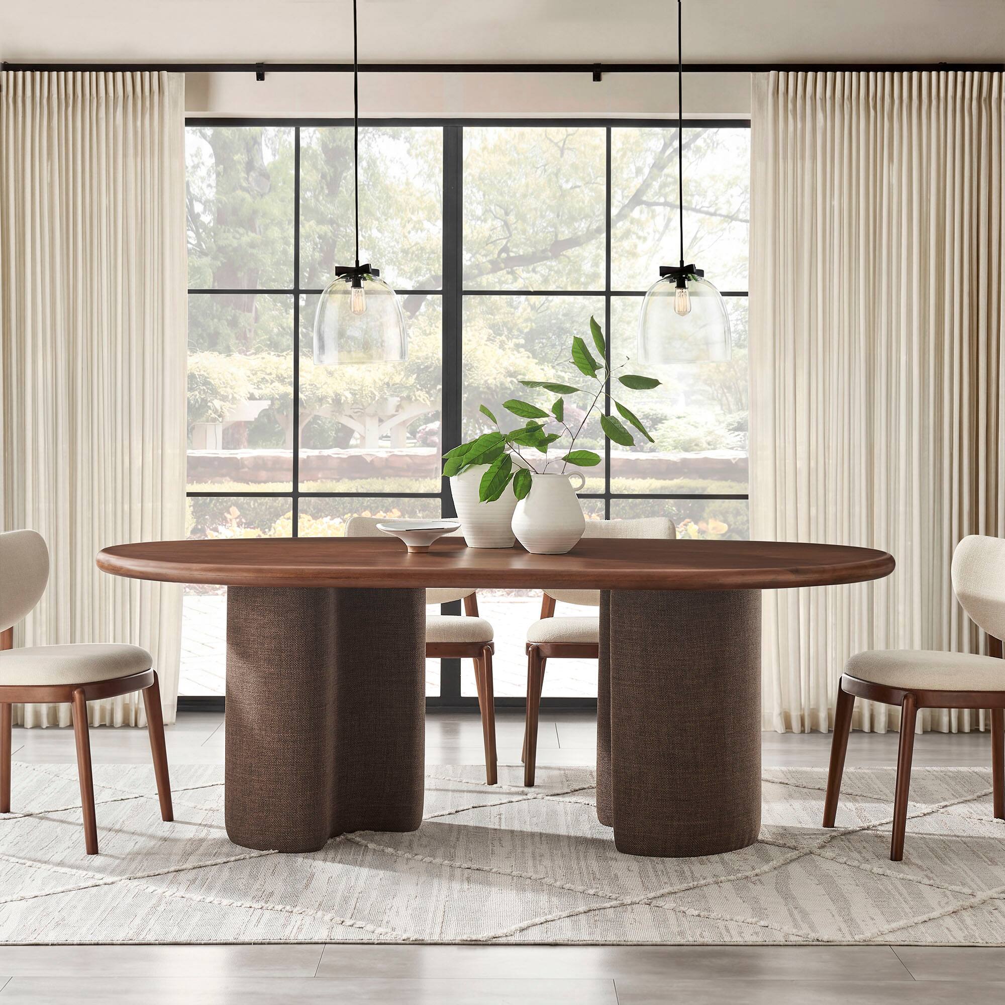 Alt View 4. Modway - Enric 84 Inch Mango Wood Oval Dining Table by Modway - Walnut.