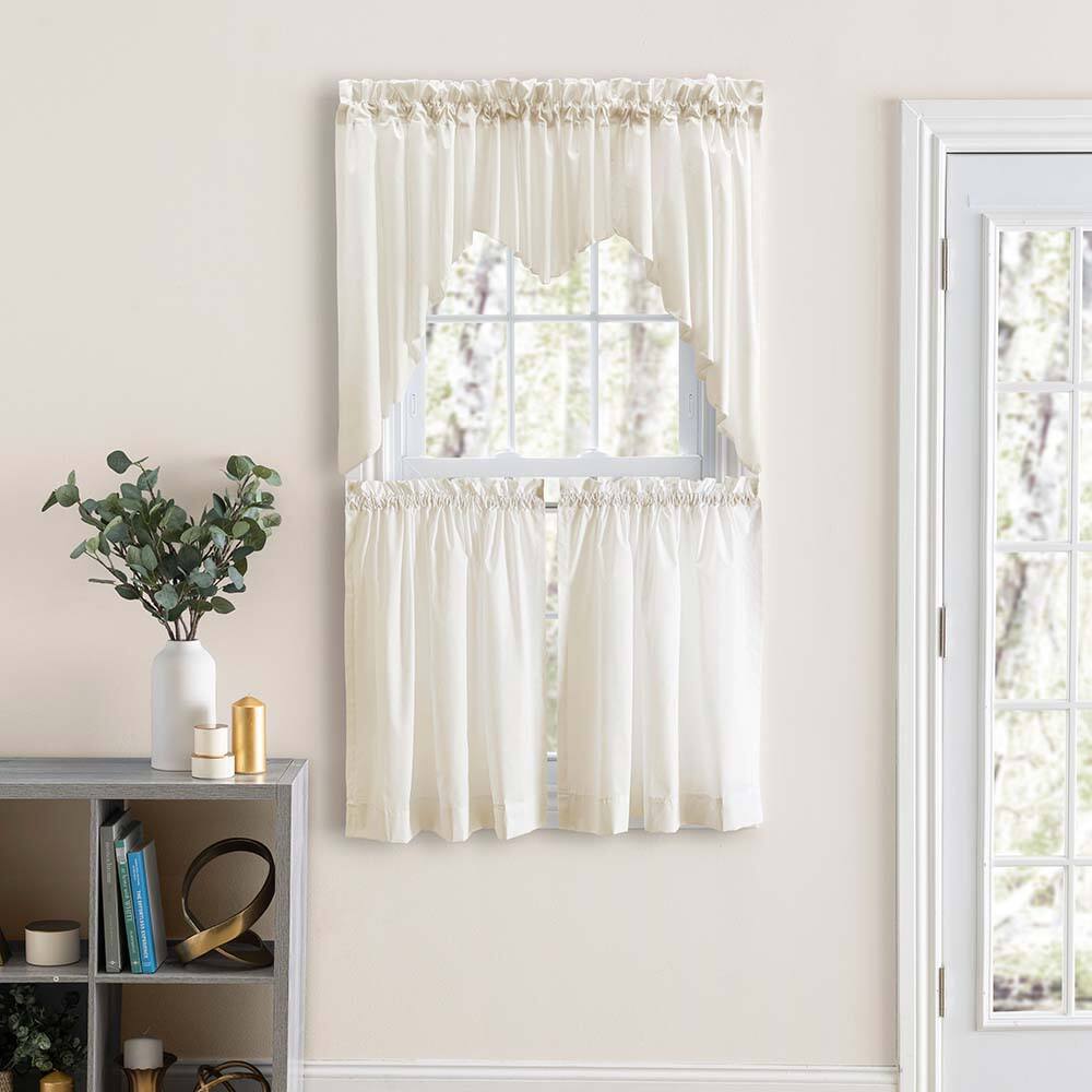 Angle. Ellis Curtain - Ellis Classic Tailored Design in a Perma Press Fabric 3" Rod Pocket Lined Swag 84"x36" Natural - Natural.