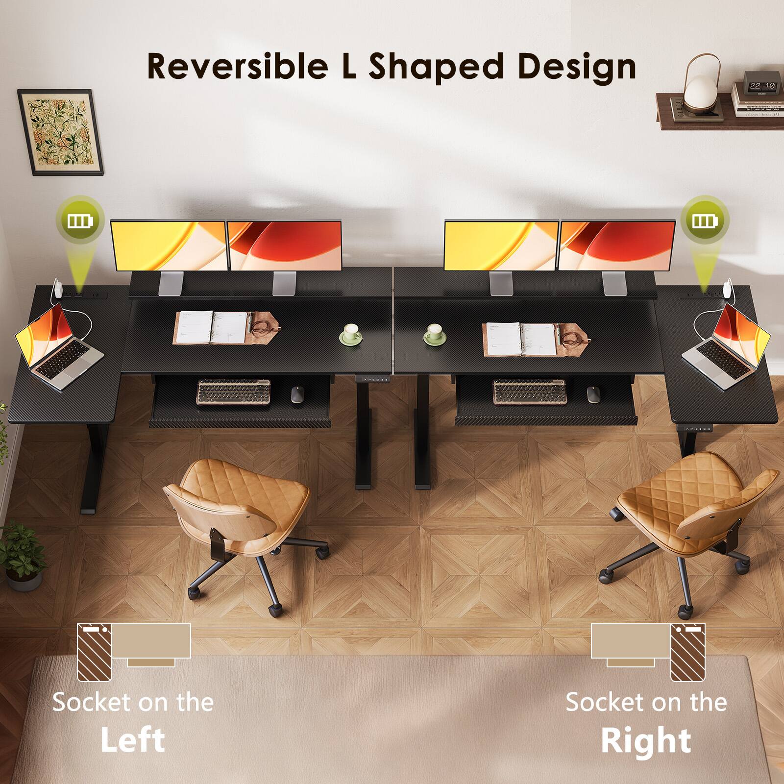 Reversible L Shaped Design

Socket on the Left

Socket on the Right