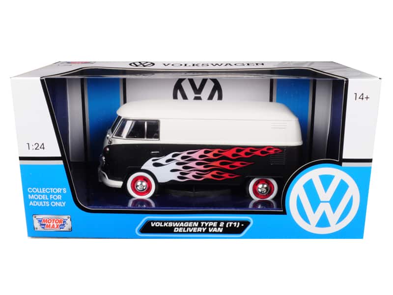 Volkswagen Type 2 (T1) Delivery Van with Flames 1/24 Diecast Car