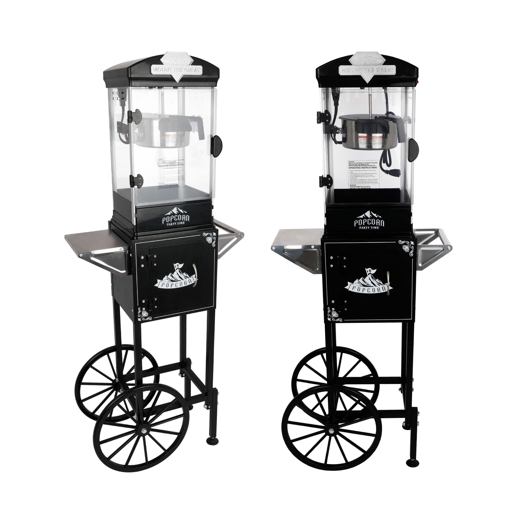 GOODSILO - Popcorn Machine with Cart, Wheels & 10 Oz Kettle - Home Theater Popcorn Maker - Black