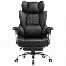 Frangdom - Big Tall Executive Chair with Footrest Pocket Spring Gaming chair - Deep Black 19.7"D x 22"W x 45.1"H