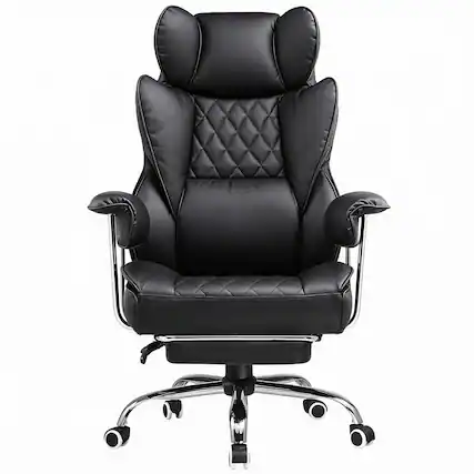 Front. Frangdom - Big Tall Executive Chair with Footrest Pocket Spring Gaming chair - Deep Black 19.7"D x 22"W x 45.1"H.