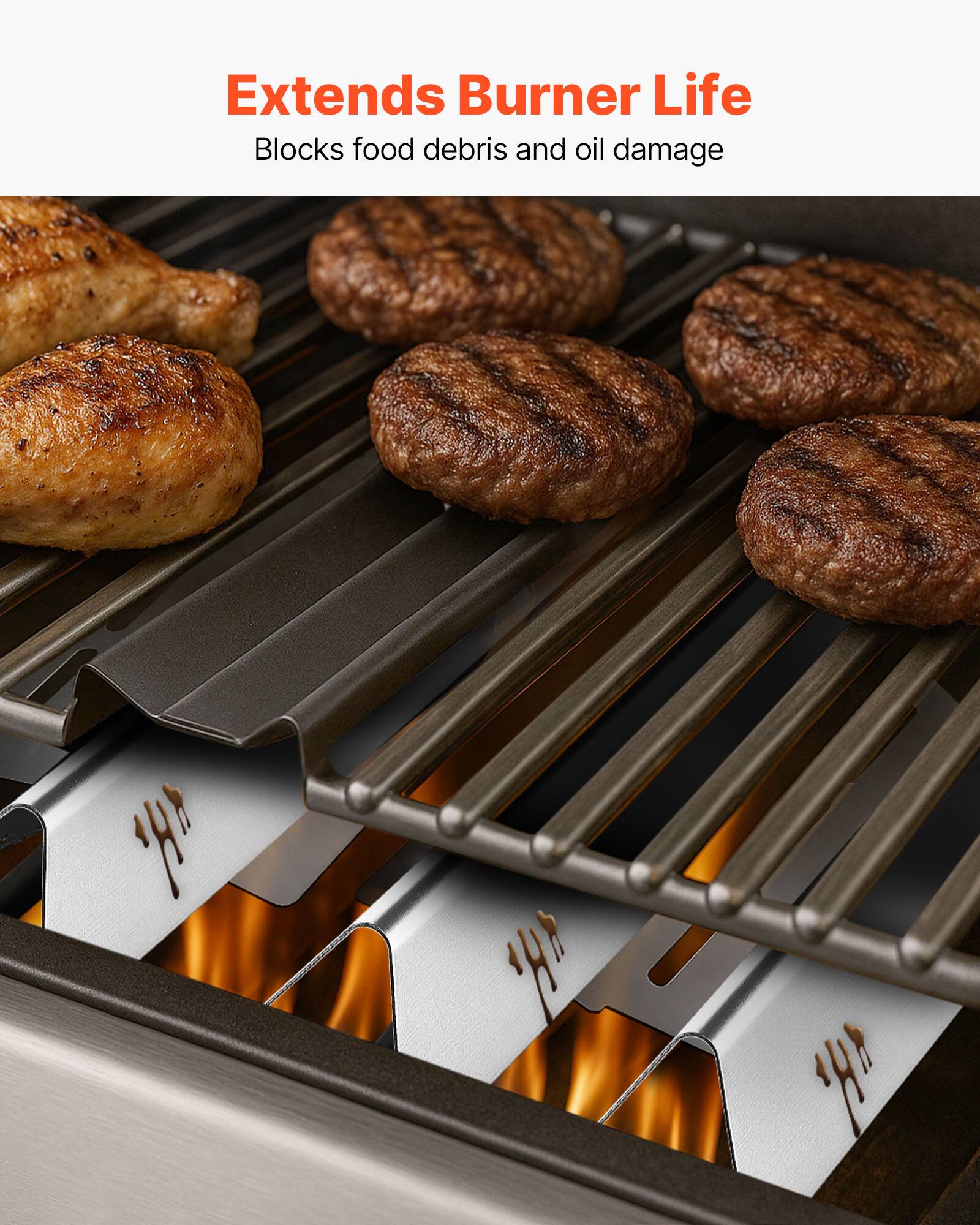 Extends Burner Life  
Blocks food debris and oil damage