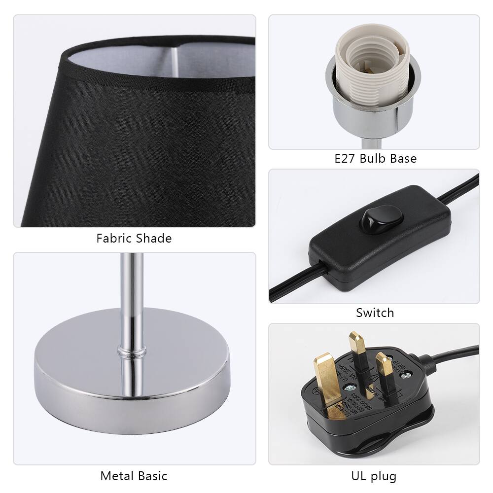 E27 Bulb Base  
Fabric Shade  
Switch  
Metal Basic  
UL plug