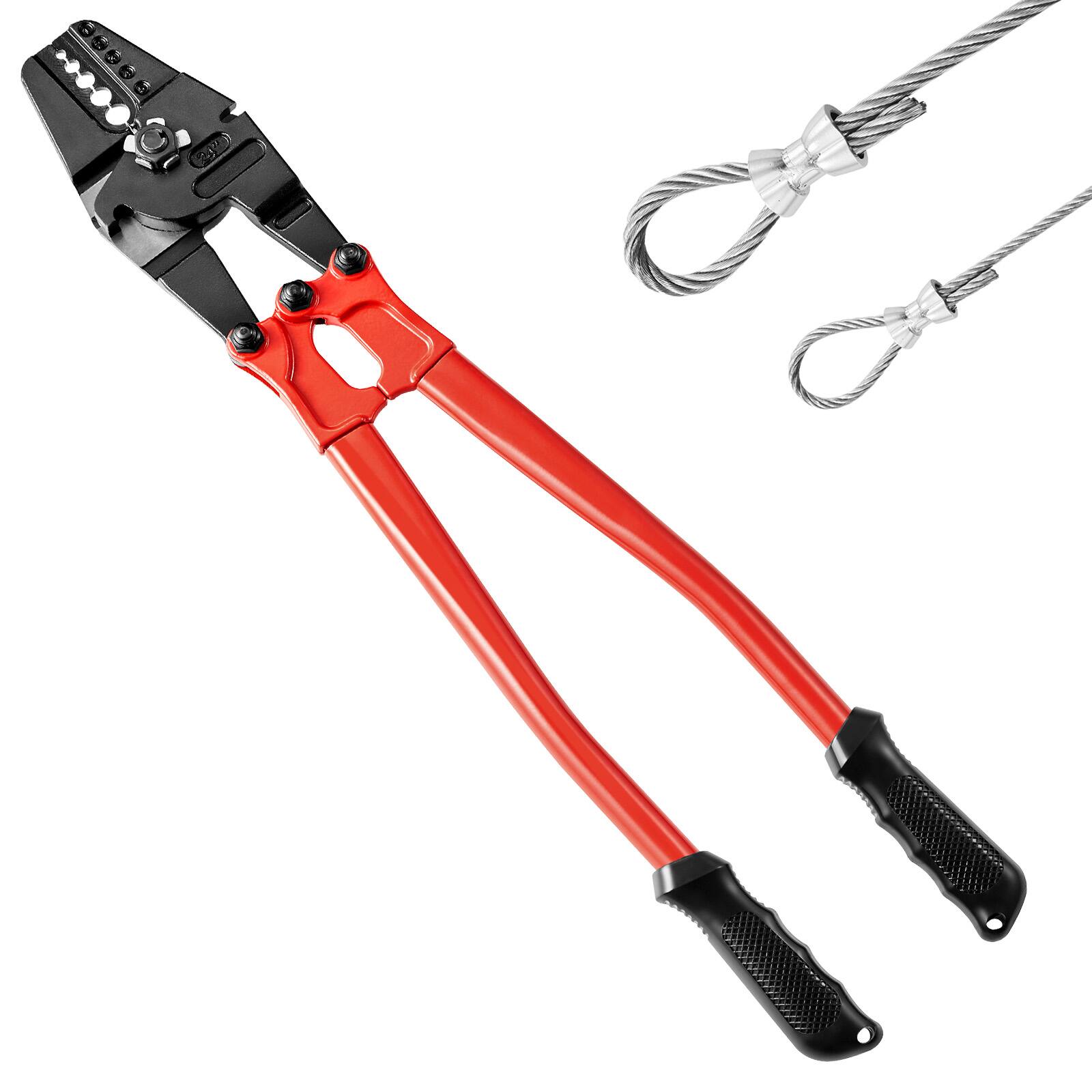 Front. VEVOR - 24" Hand Swager Cable Wire Rope Cutter Swage 1/16" 3/32" 1/8" 5/32" 3/16" Aluminum Sleeves Copper - Black + red.