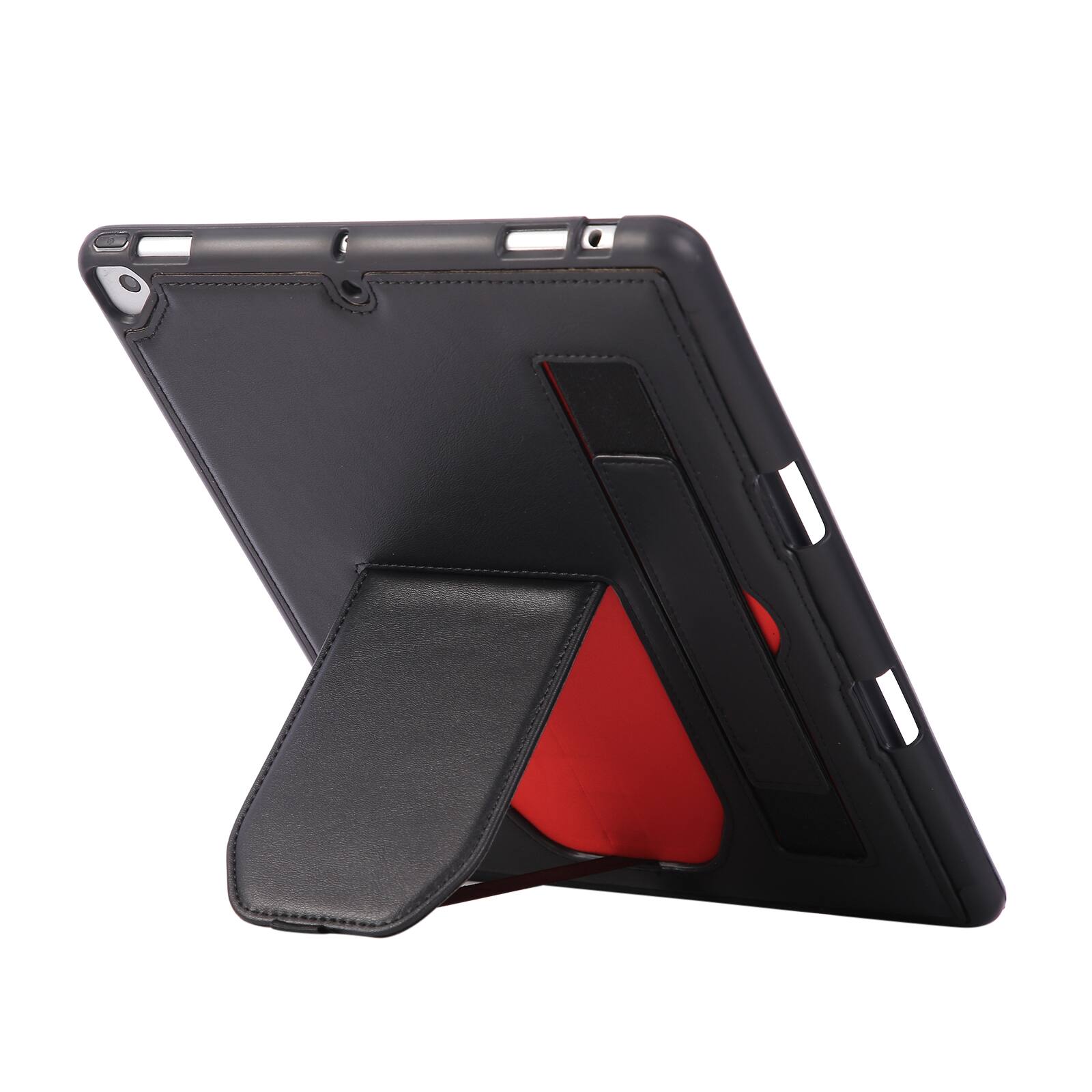 Alt View 1. Dteck - Shockproof Case for Apple iPad (9th Generation) 10.2" 2021 with Hand Strap Kickstand, PU Leather TPU Protective Cover - Black.