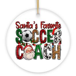 OrnamentallyYou - Santas Favorite Soccer Coach Christmas Plaid Theme Ornament - Multi-colored