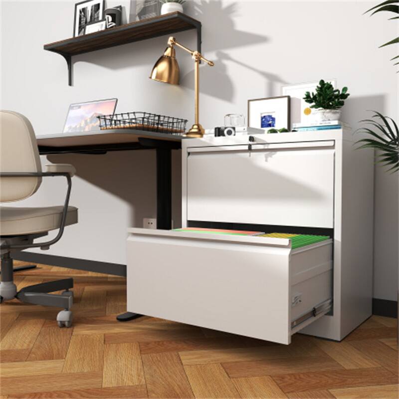 Angle. HTUTWOO - 2 Drawer Lateral File Cabinet with Lock - Metal Filing Cabinet for Home,Steel Wide Horizontal Filing Cabinets for Letter - White.