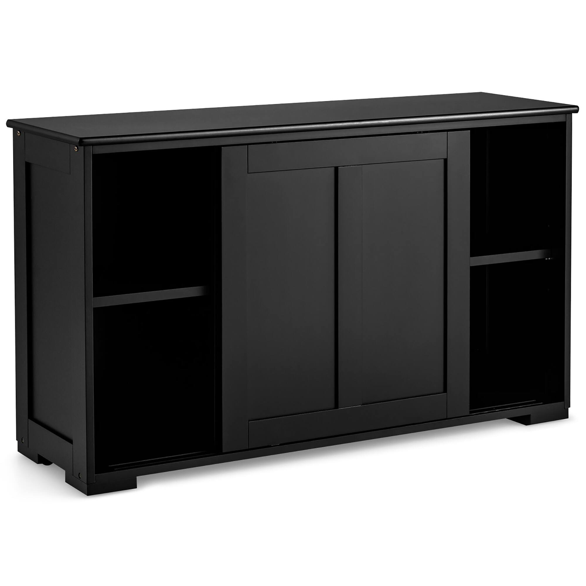 Alt View 2. Costway - Kitchen Storage Cabinet Sideboard Buffet Cupboard Wood Sliding Door Pantry - Black.