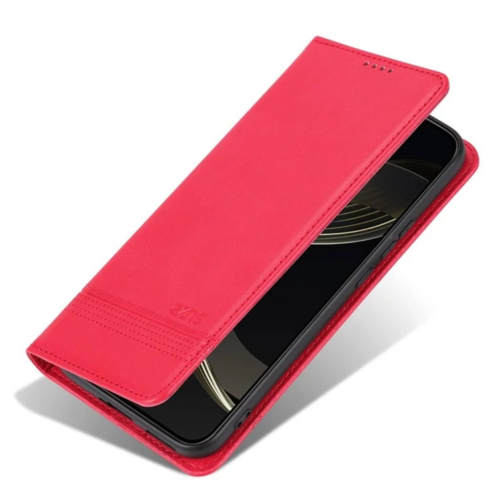 Alt View 2. UUCOVER - PU Leather Flip Wallet Case for Samsung Galaxy S25 Ultra with Card Slots Cash Holder Shockproof Kickstand Phone Cover - Red.