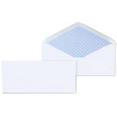 Front. Staples - Security Tinted #10 Business Envelopes, 4 1/8" x 9 1/2", 500/Box - White.